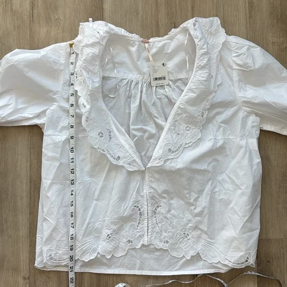 Free People Maisie Cutwork Long Sleeve Top sz L - Picture 7 of 10